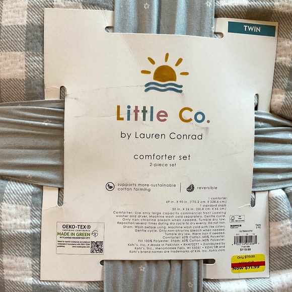 Little Co by Lauren Conrad Twin sized 2pc Comforter set - grey checkered - Picture 1 of 6